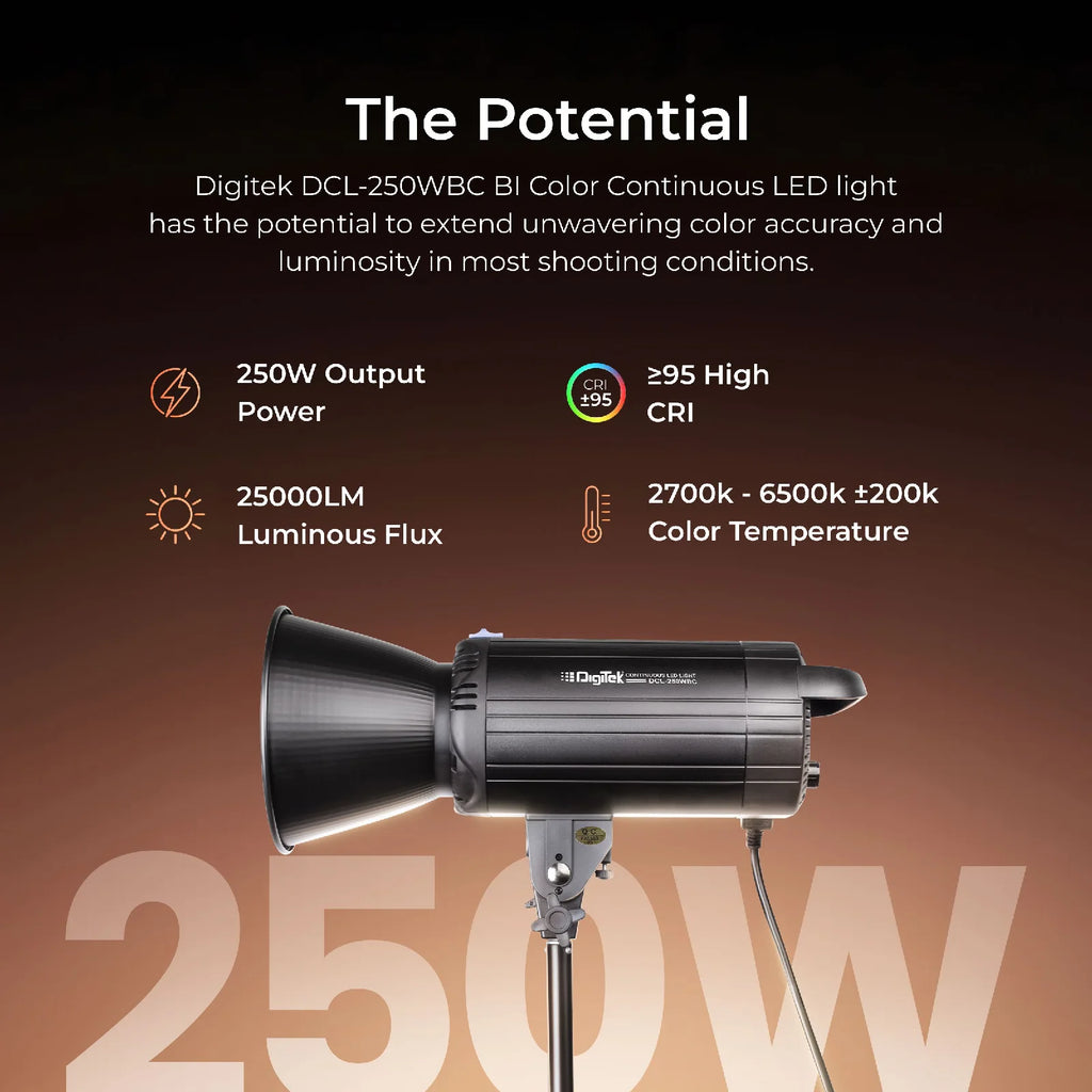 Digitek Lite (DCL-250WBC) Combo Bi Color Continuous LED Light with 18 CM Reflector Suitable for All Kinds of Small Production Photography/Power Saving & Environment Protection
