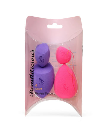 Beautilicious Combo - Flawless Blenders - Tear Drop Pink & Bake Cut Purple 2 Mini 2 Big Size