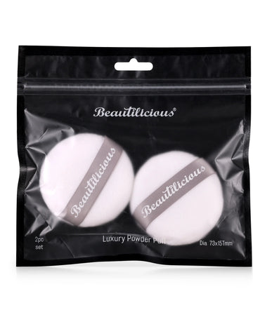 Beautilicious Large Luxury Powder Puff - Round (White)