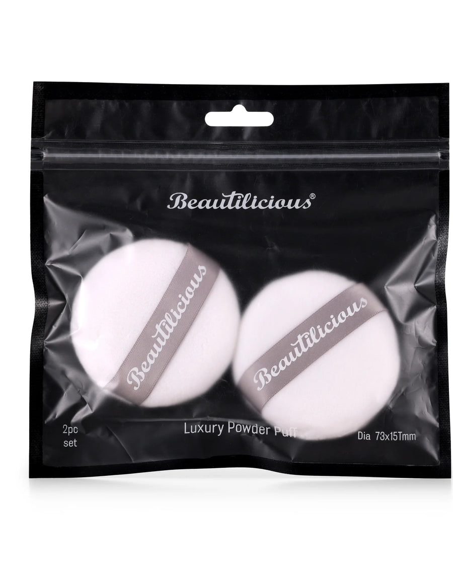 Beautilicious Large Luxury Powder Puff - Round (White)