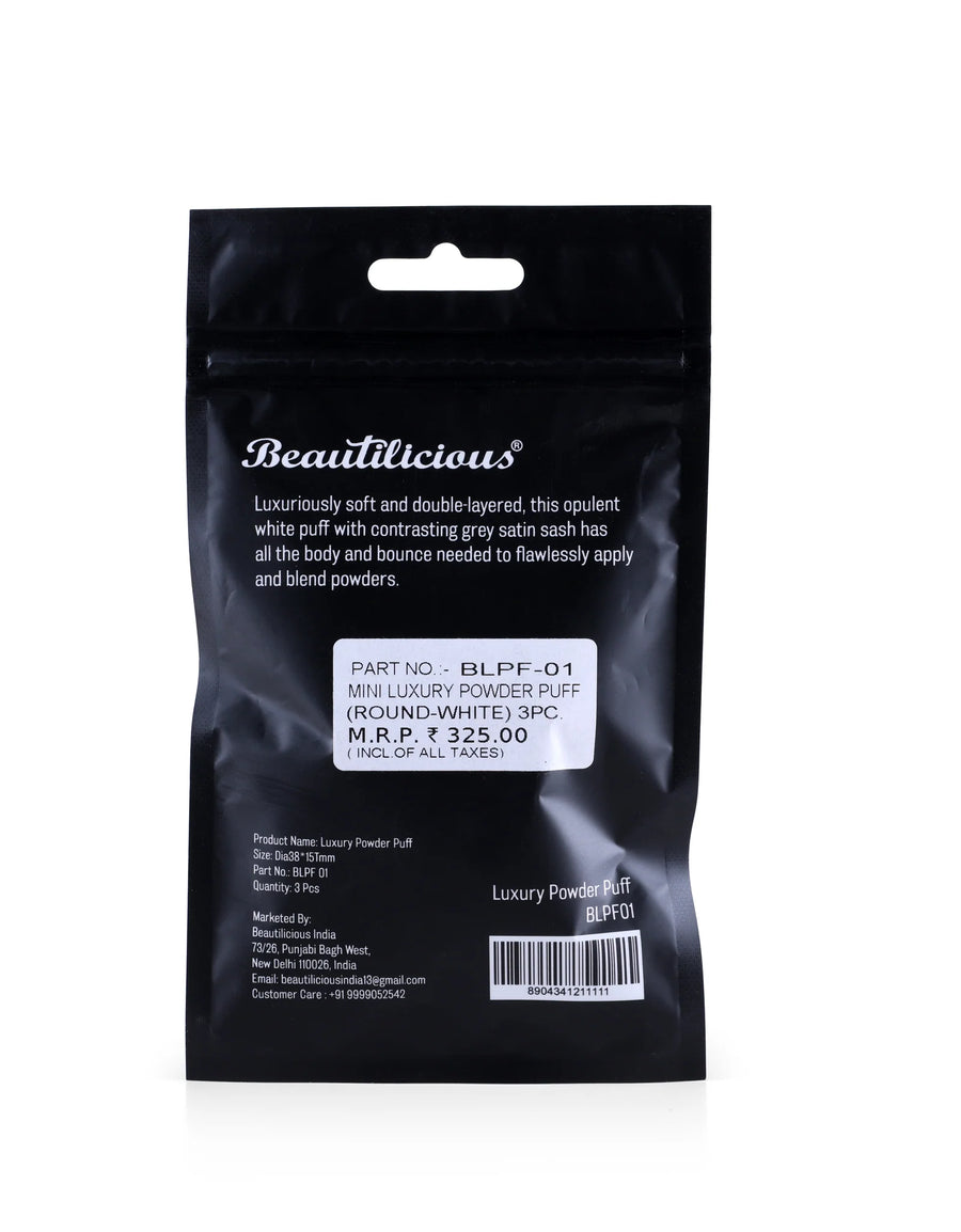 Beautilicious Mini Luxury Powder Puff - Round (White)