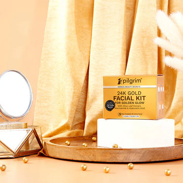 PILGRIM 24K GOLD FACIAL KIT FOR GOLDEN GLOW INCLUDES 3 FACIALS IN KIT