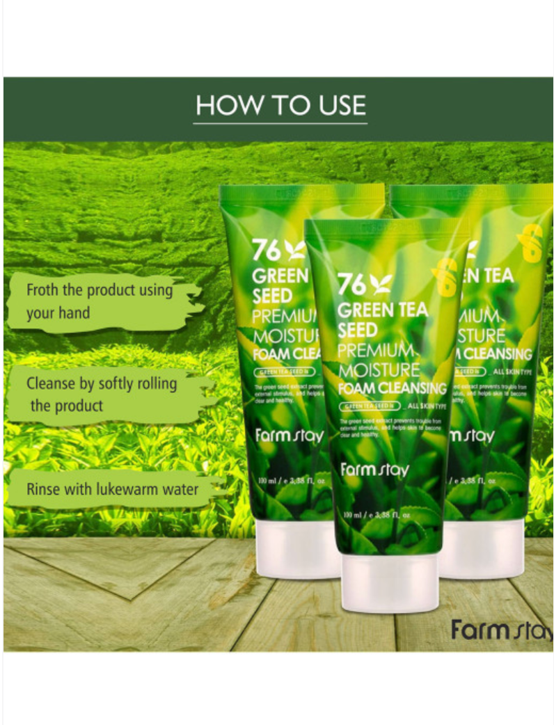 FARMSTAY Green Tea Seed Premium Moisture Cleansing Foam 100ml