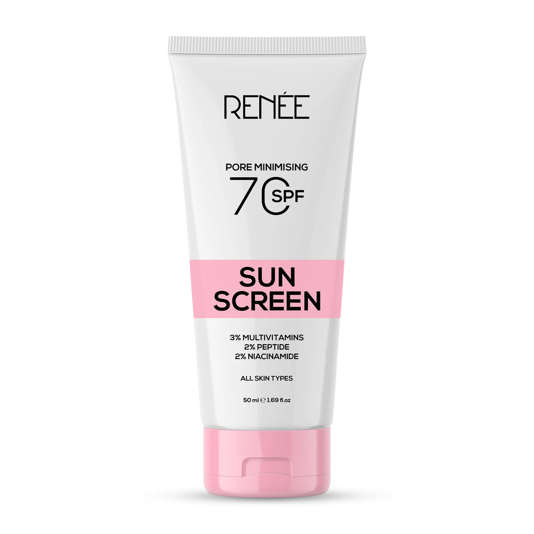 RENEE Pore Minimising Sunscreen SPF 70 with 3% multivitamins, 2% Peptides and 2% Niacinamide 50ml