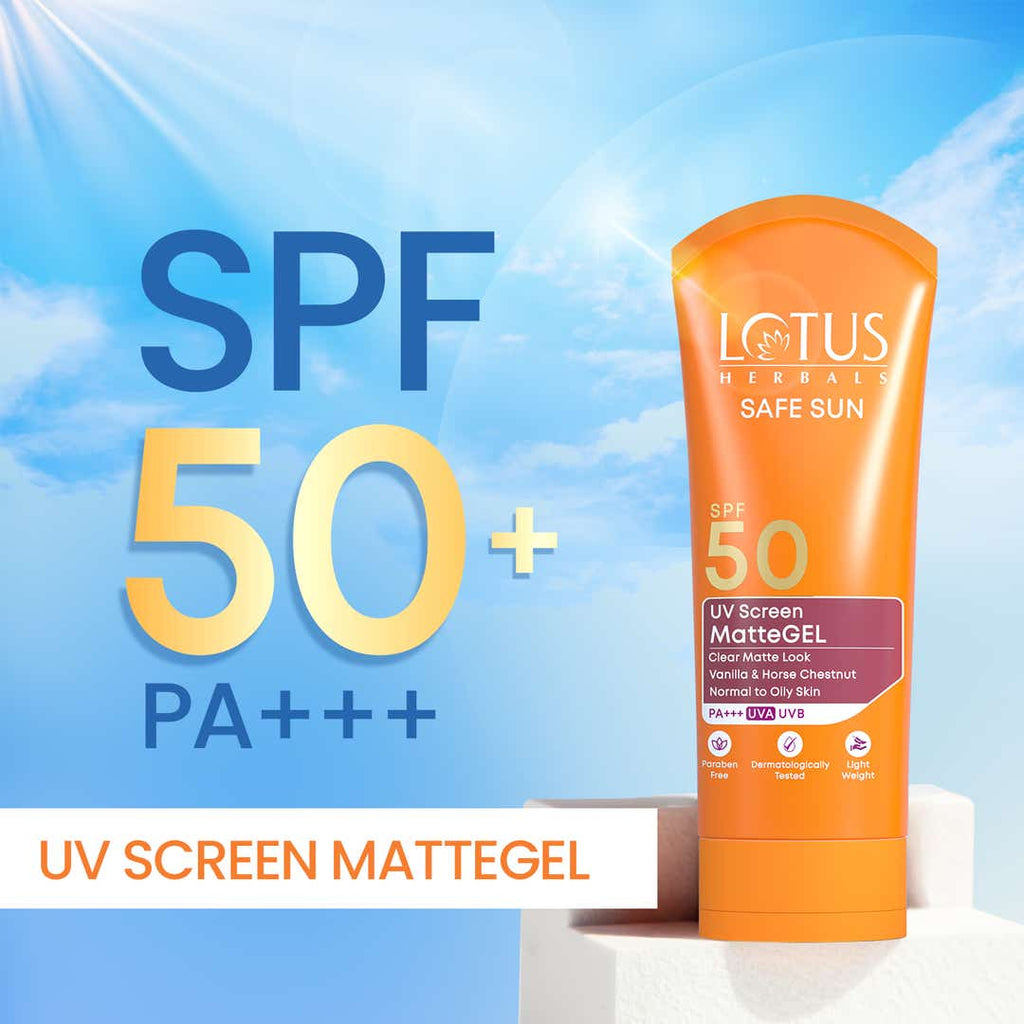 Lotus Herbal Safe Sun Uv Screen Matte Gel Spf 50 Normal To Oily Skin 100g