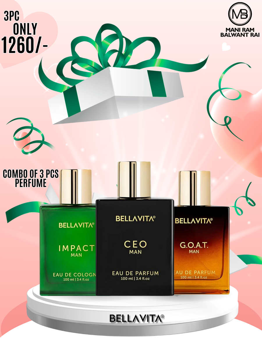 Bella Vita Luxury Man Eau De Parfum Combo 3 x 100ml for Man With CEO G.O.A.T IMPACT Long Lasting Fragrance