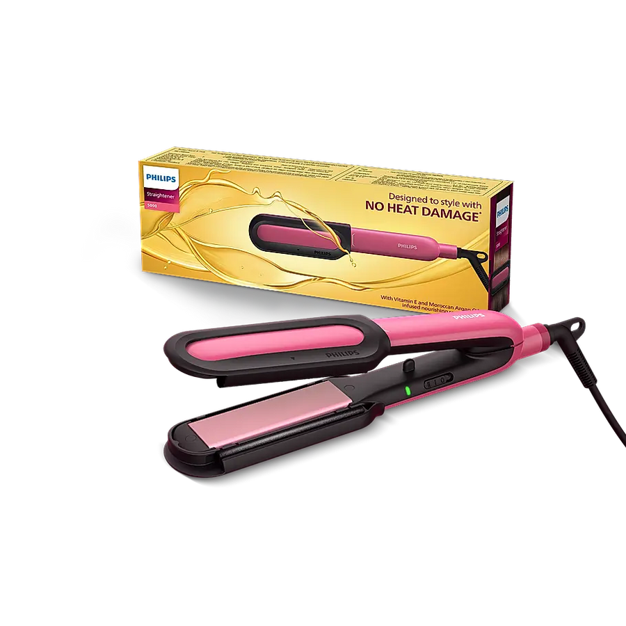 Philips Straightener designed for No Heat Damage I Uniquely designed NourishCare & SilkProtectCare for Styling with heat protection | BHS522/00