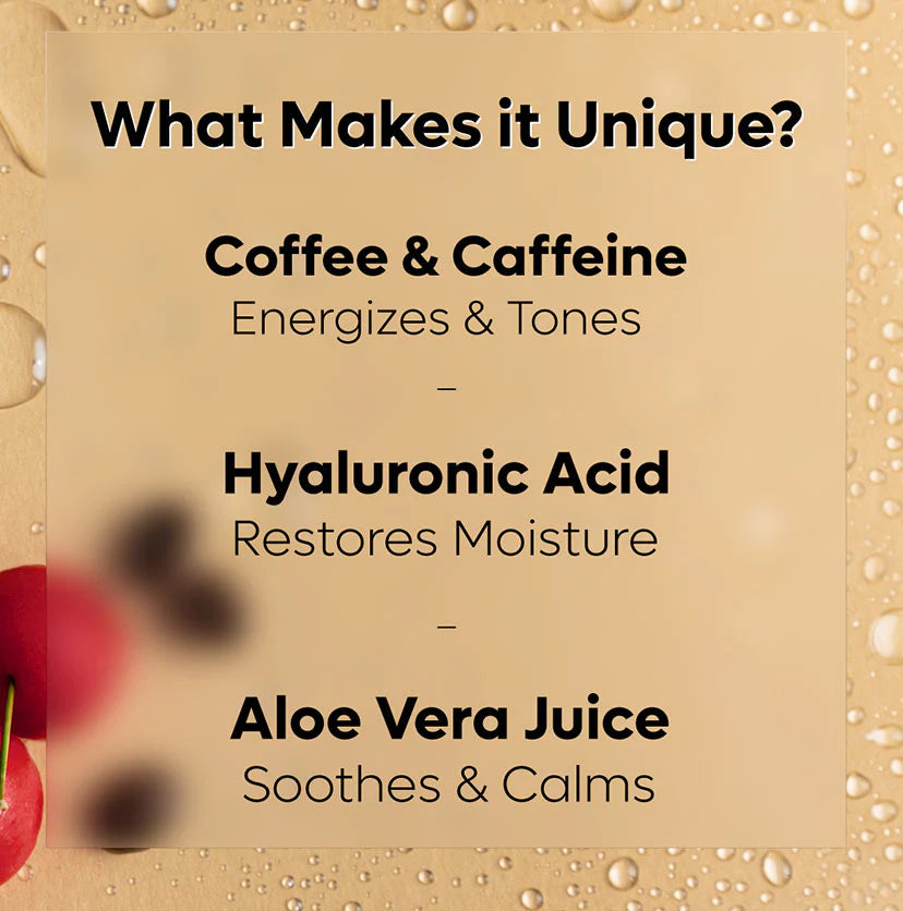 mcaffeine Cherry Affair Energizing Coffee Face Mist with Hyaluronic Acid for Instant Glow & Hydration - 50 ml