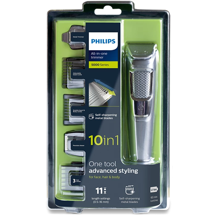 Philips ALL-IN-ONE Trimmer 5000 Series One Tool Advanced Styling For Face , Hair & Body MG3750/33