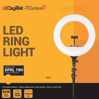 Digitek Platinum (DPRL-19H) Professional LED Ring Light Runs on AC/DC Power with No Shadow apertures, Ideal use for Makeup, Video Shoot, Fashion Photography & Many More