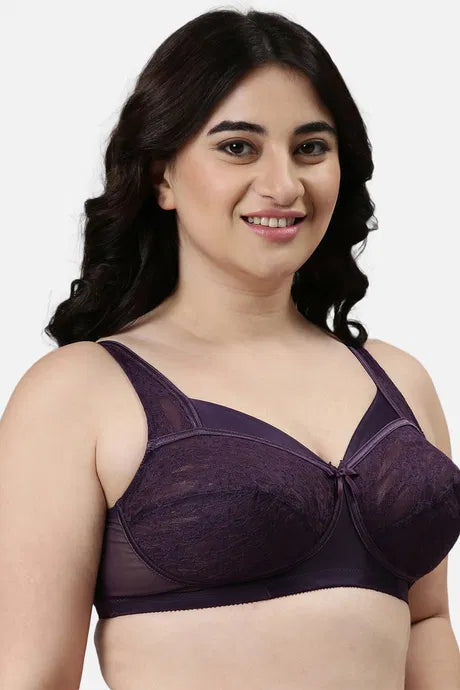 Enamor FB06 Full Support Classic Lace Lift Bra - Non-Padded, Wirefree & Full Coverage