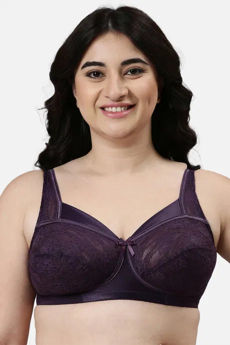 Enamor FB06 Full Support Classic Lace Lift Bra - Non-Padded, Wirefree & Full Coverage