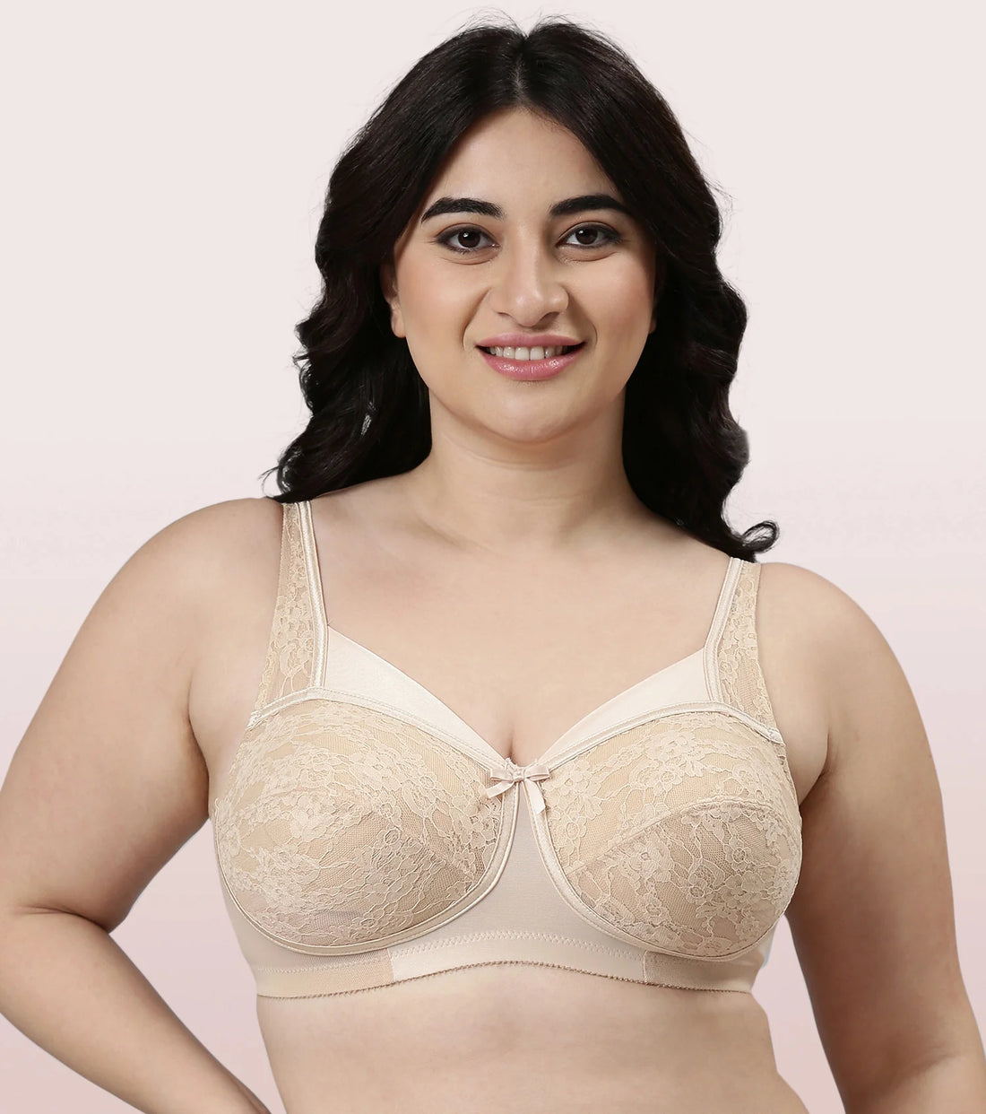 Enamor FB06 Full Support Classic Lace Lift Bra - Non-Padded, Wirefree & Full Coverage