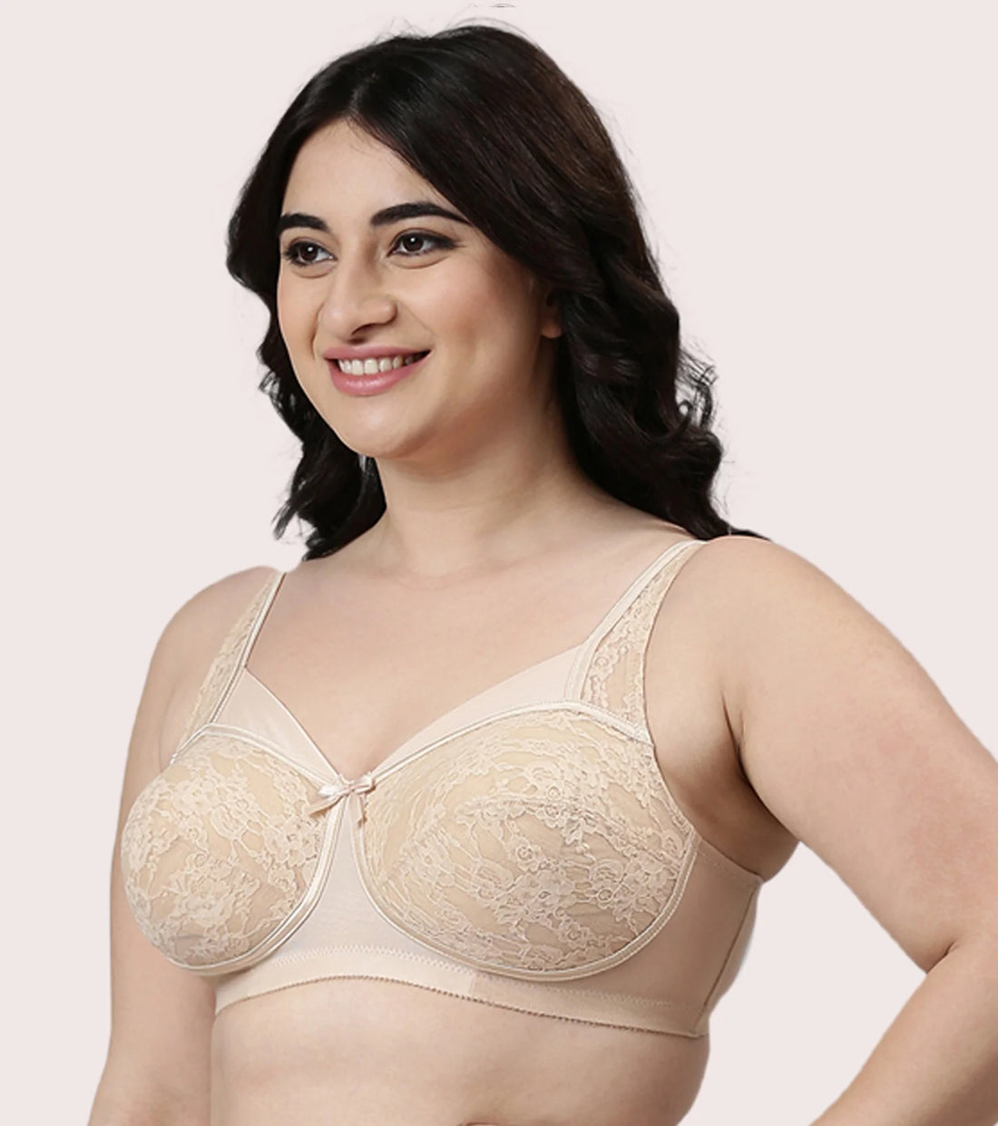 Enamor FB06 Full Support Classic Lace Lift Bra - Non-Padded, Wirefree & Full Coverage