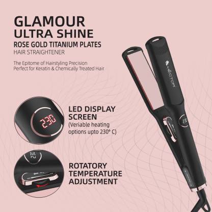 Hector Glamour Ultra Shine Titanium HT-HS 06 Hair Straightener  (Black, Rose Gold)