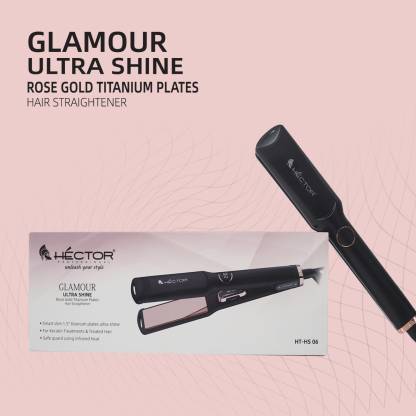 Hector Glamour Ultra Shine Titanium HT-HS 06 Hair Straightener  (Black, Rose Gold)