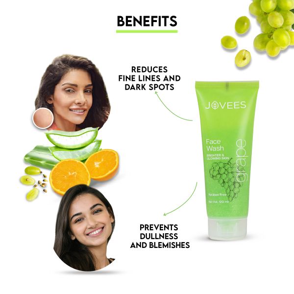 JOVEES GRAPE FACE WASH WITH GRAPE SEED & ORANGE PEEL EXTRACTS 120ML