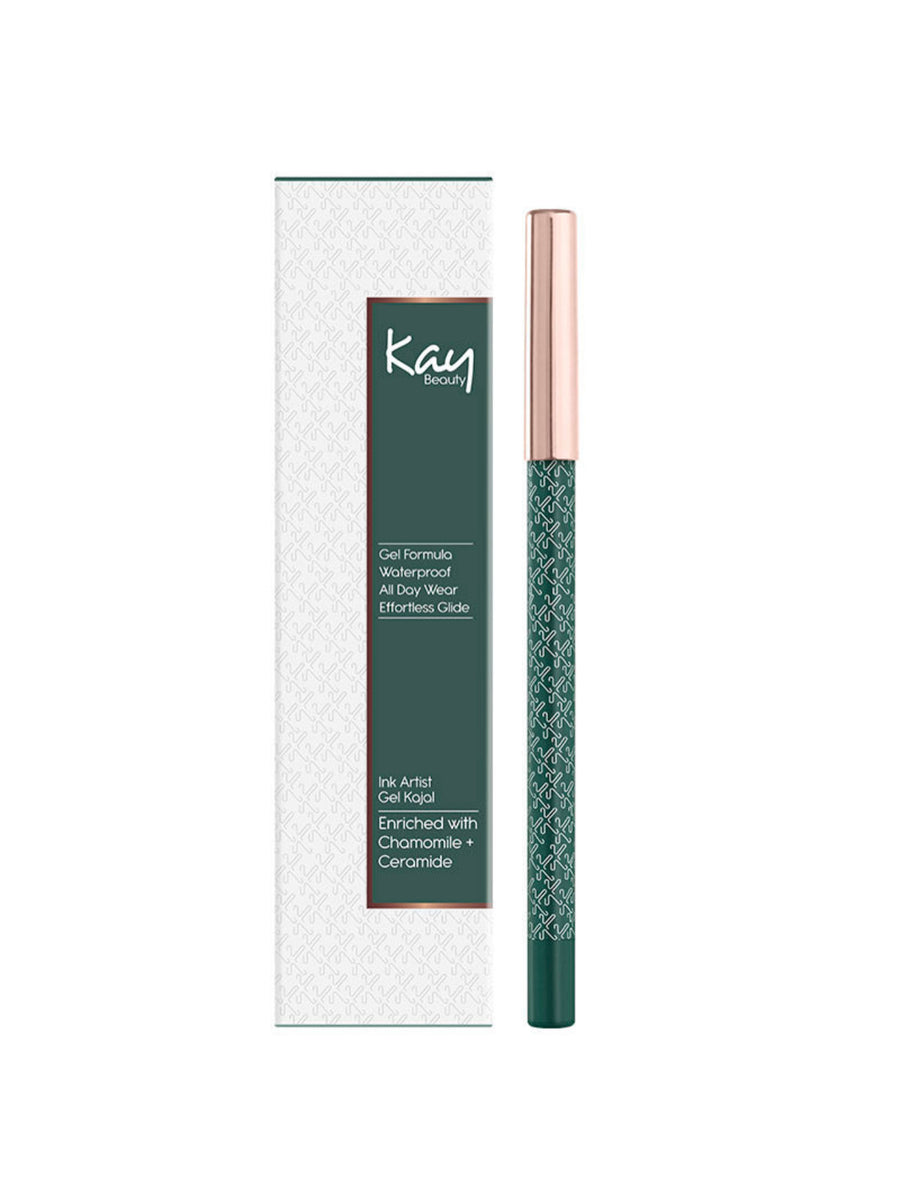 Kay Beauty Gel Formula Waterproof All Day Wear Effortless Glide Ink Artist Gel Kajal Green 1.2gm