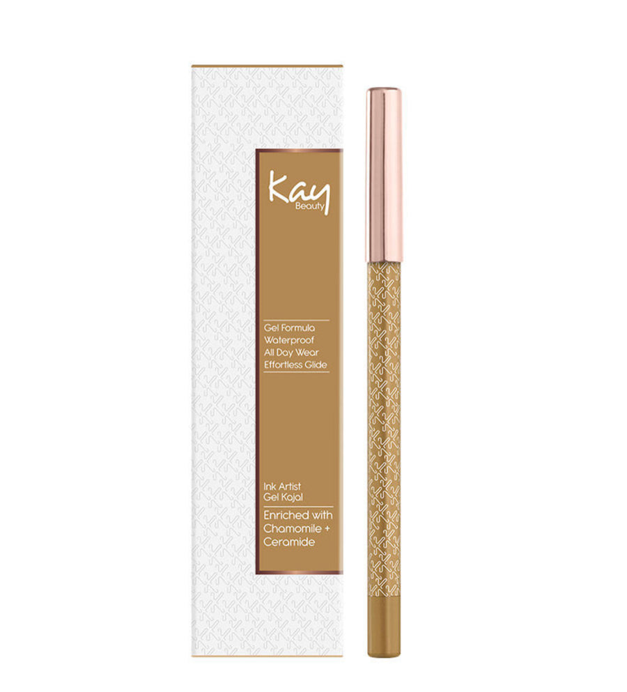 Kay Beauty Gel Formula Waterproof All Day Wear Effortless Glide Ink Artist Gel Kajal Gold 1.2gm