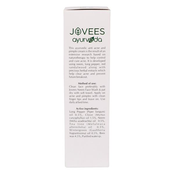 Jovees Anti Acne & Pimple Cream | Oily, Sensitive & Acne Prone Skin 60gm