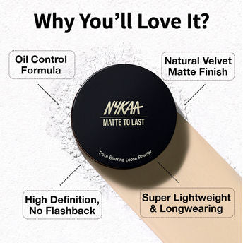 NYKAA MATTE TO LAST PORE BLURRING LOOSE POWDER 01 WHITE 10G