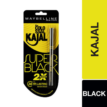 Maybelline New York Colossal Kajal Super Black, 2X Darker & 2X Colossal, Matte Finish Kajal (0.35g)