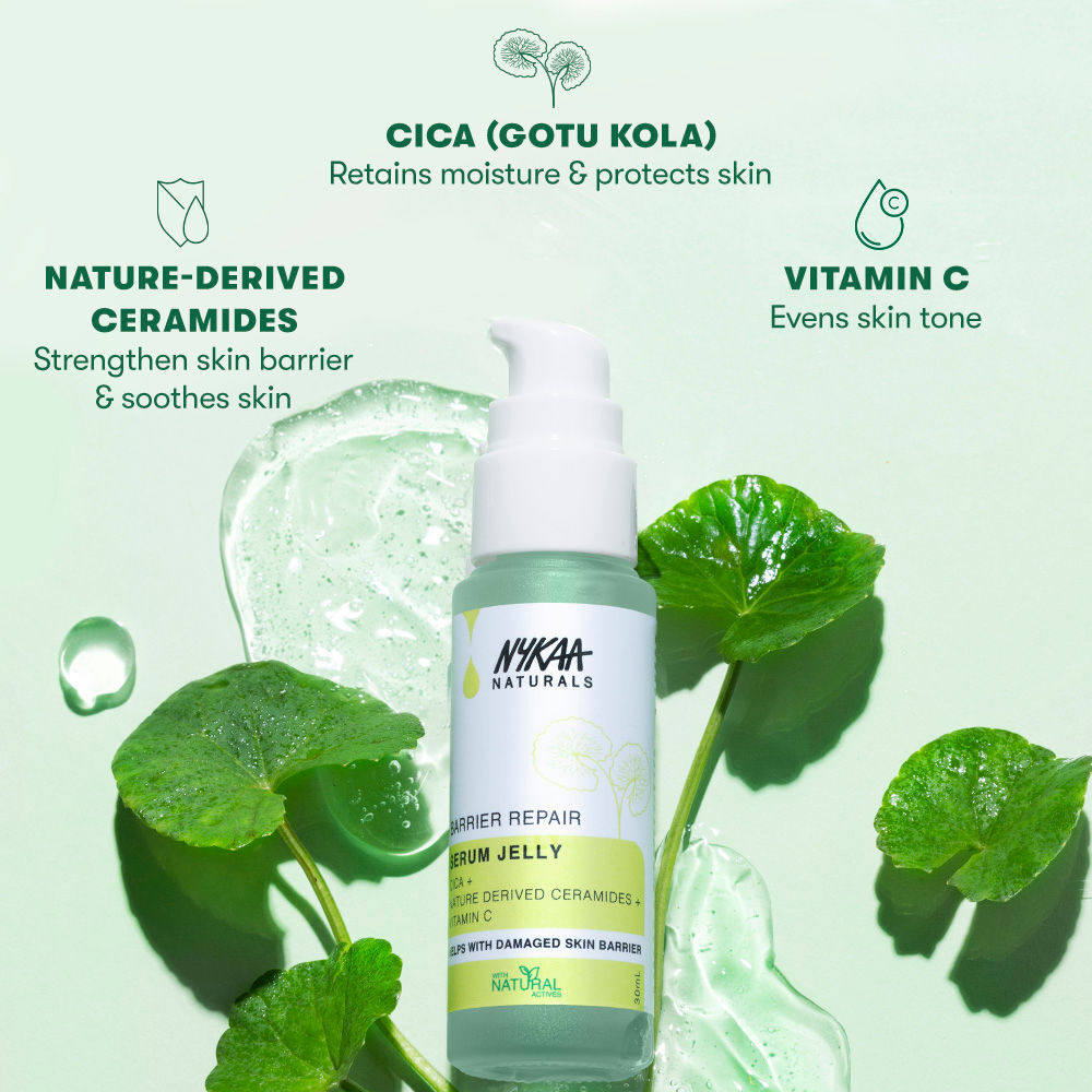 Nykaa Naturals Barrier Repair Cica Ceramides Serum Jelly with Vitamin C, Non-sticky (30ml)