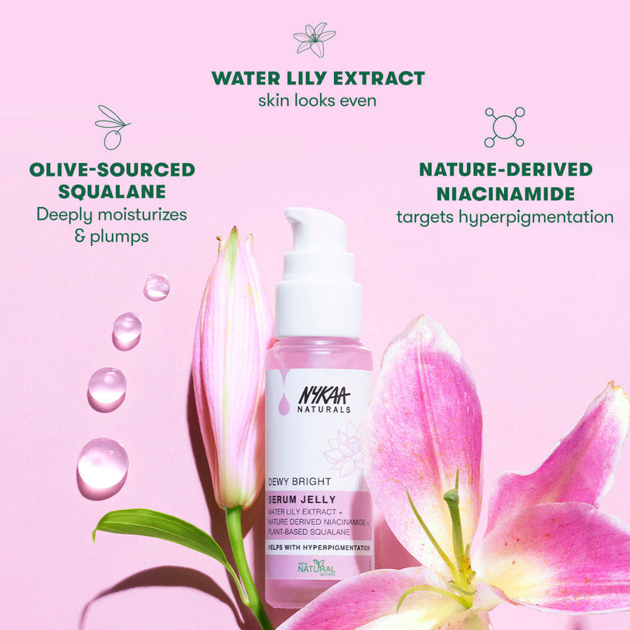Nykaa Naturals Glow Brightening Niacinamide & Waterlily Face Serum Jelly with Squalane, Non-sticky (30ml)