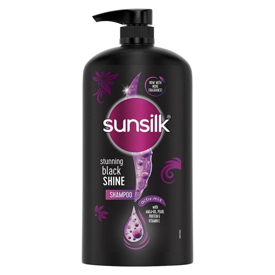 Sunsilk Stunning Black Shine Shampoo With Amla+Oil Pearl Protein & Vitamin E For Long Lasting Shine 1000ml