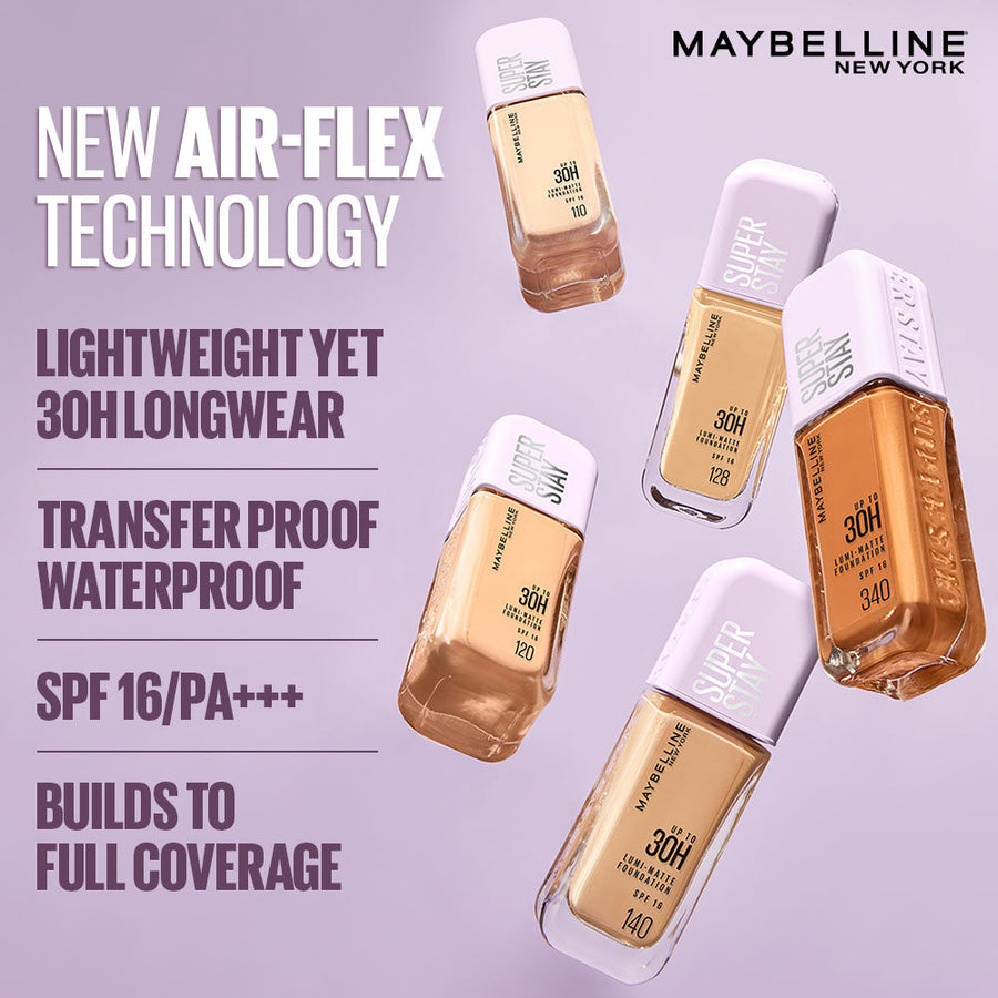 Maybelline New York Super Stay Lumi-Matte Foundation-30Hr Wear-Lightweight-Normal-Dry Skin (18g)