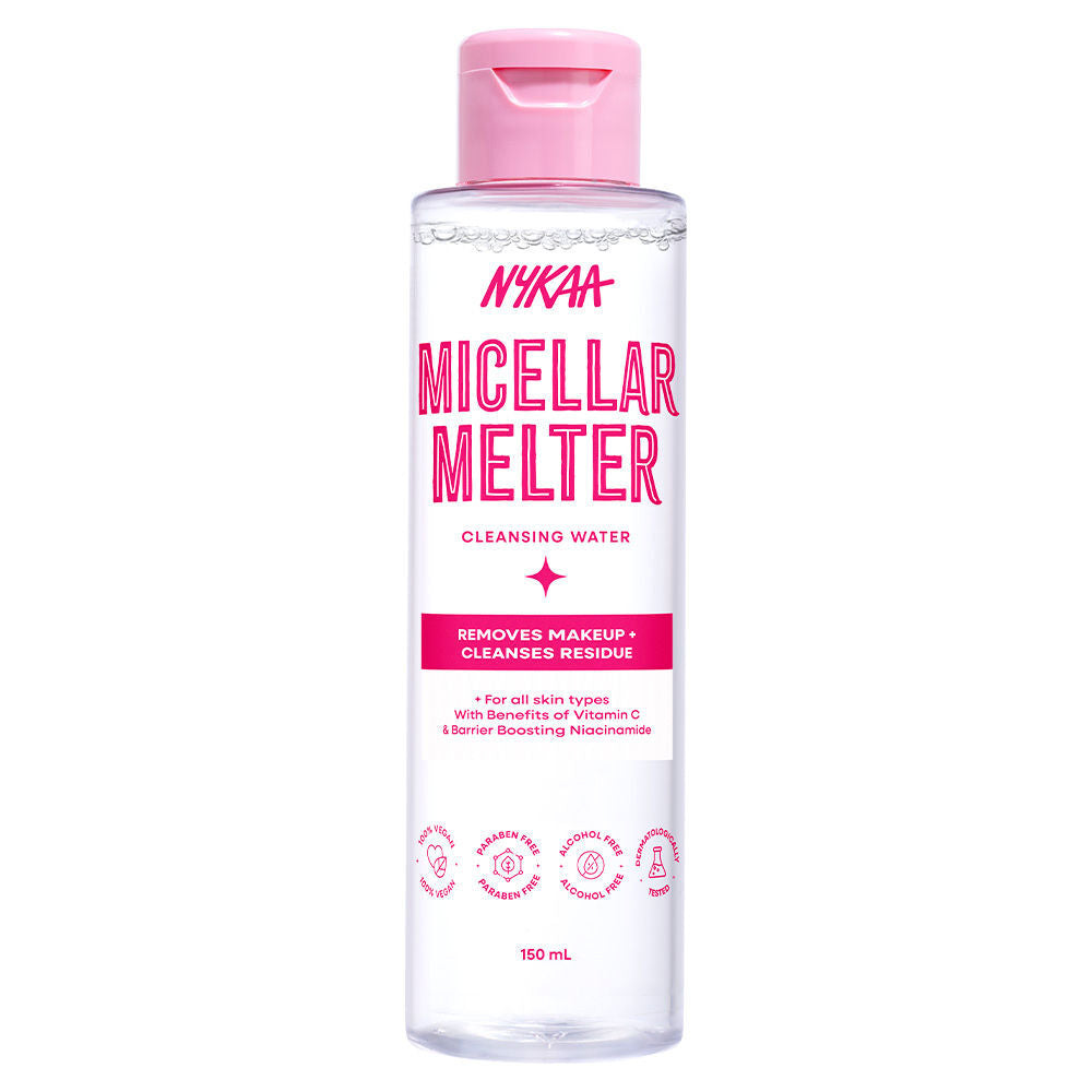 Nykaa Micellar Melter Cleansing Water - Sensitive Skin Gentle Cleanser With Vitamin C & Niacinamide (150ml)
