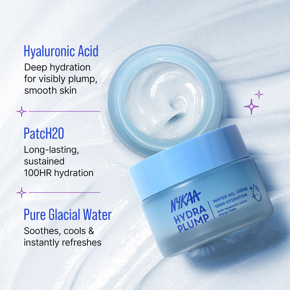 Nykaa Skin Hydra Plump Water Gel Creme Moisturiser, 100Hr Hydration, Normal, Dry & Combination Skin (50ml)