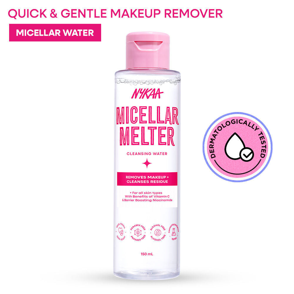 Nykaa Micellar Melter Cleansing Water - Sensitive Skin Gentle Cleanser With Vitamin C & Niacinamide (150ml)