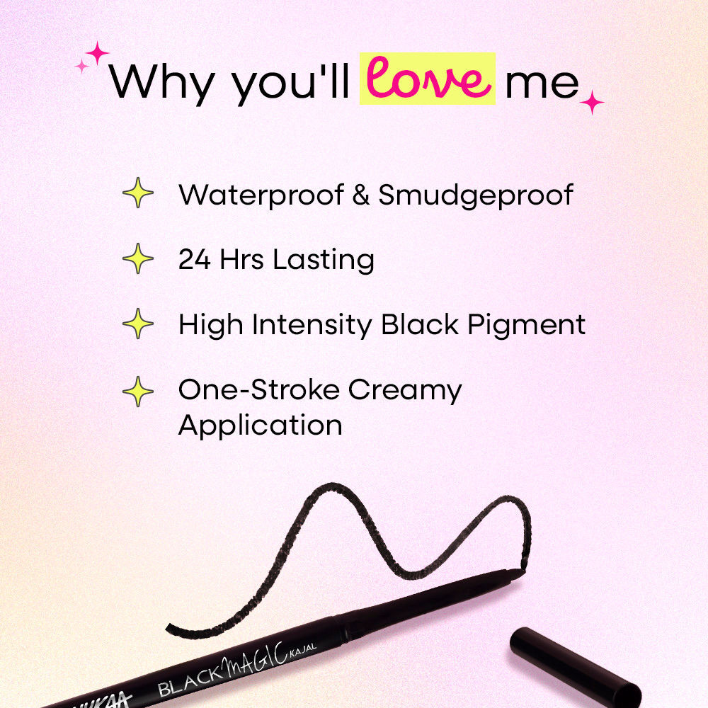 Nykaa Magic Smudgeproof Kajal Eyeliner Pencil Lasts Upto 24 Hours - Black (0.3gm)