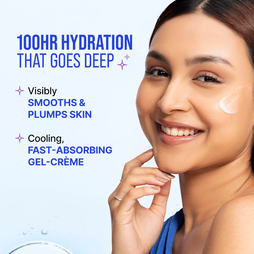 Nykaa Skin Hydra Plump Water Gel Creme Moisturiser, 100Hr Hydration, Normal, Dry & Combination Skin (50ml)