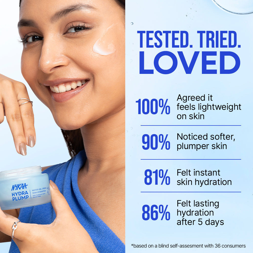 Nykaa Skin Hydra Plump Water Gel Creme Moisturiser, 100Hr Hydration, Normal, Dry & Combination Skin (50ml)