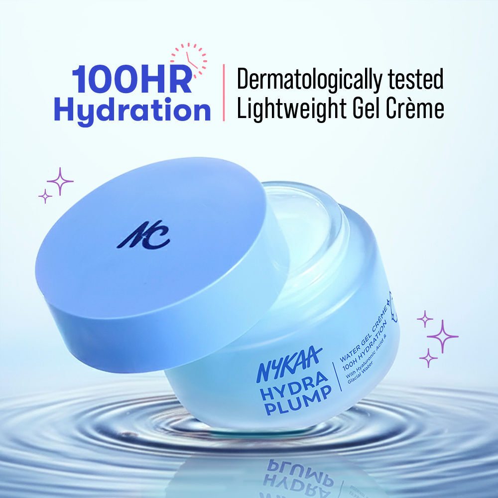 Nykaa Skin Hydra Plump Water Gel Creme Moisturiser, 100Hr Hydration, Normal, Dry & Combination Skin (50ml)