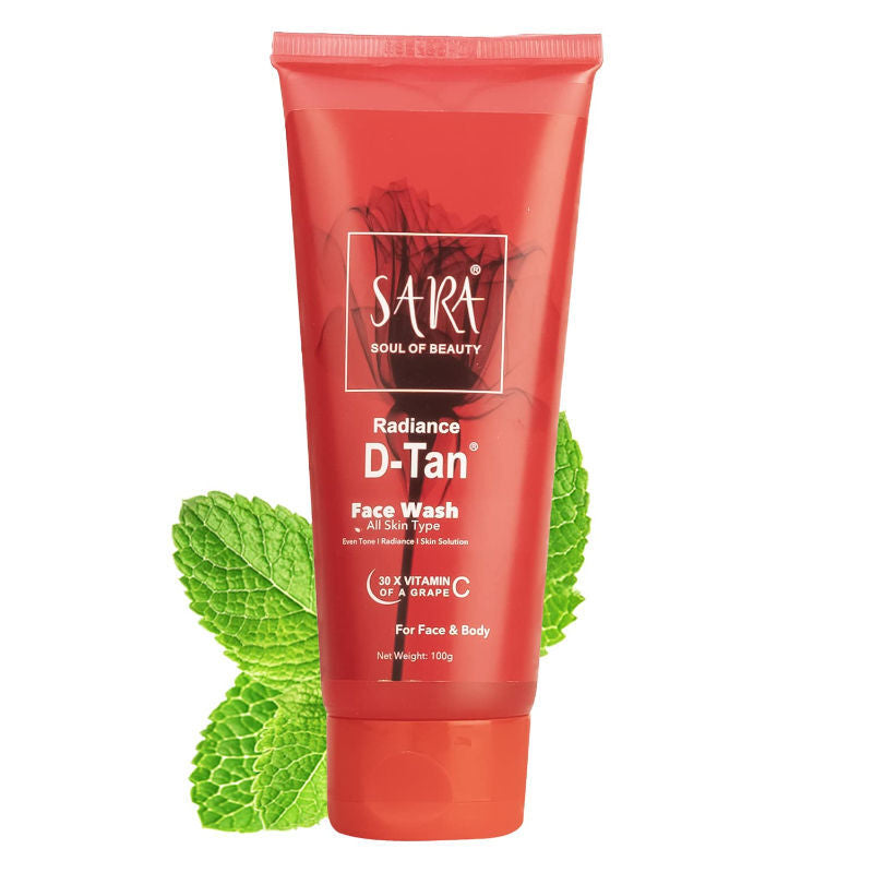 Sara Radiance D-Tan Face Wash Clear Bright Glowing Skin, All Skin Type for Women and Men (100g)