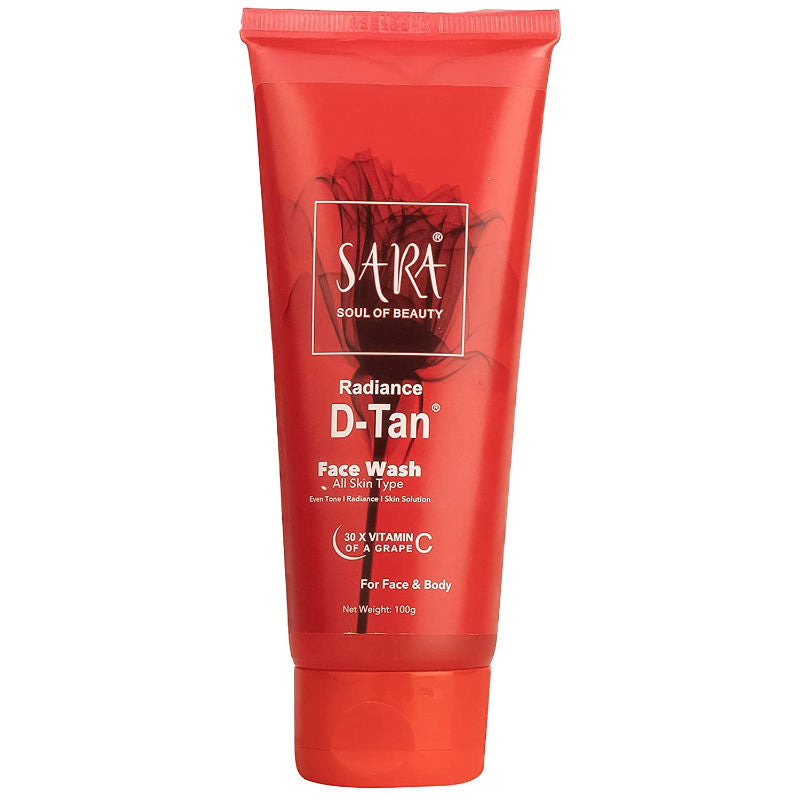 Sara Radiance D-Tan Face Wash Clear Bright Glowing Skin, All Skin Type for Women and Men (100g)
