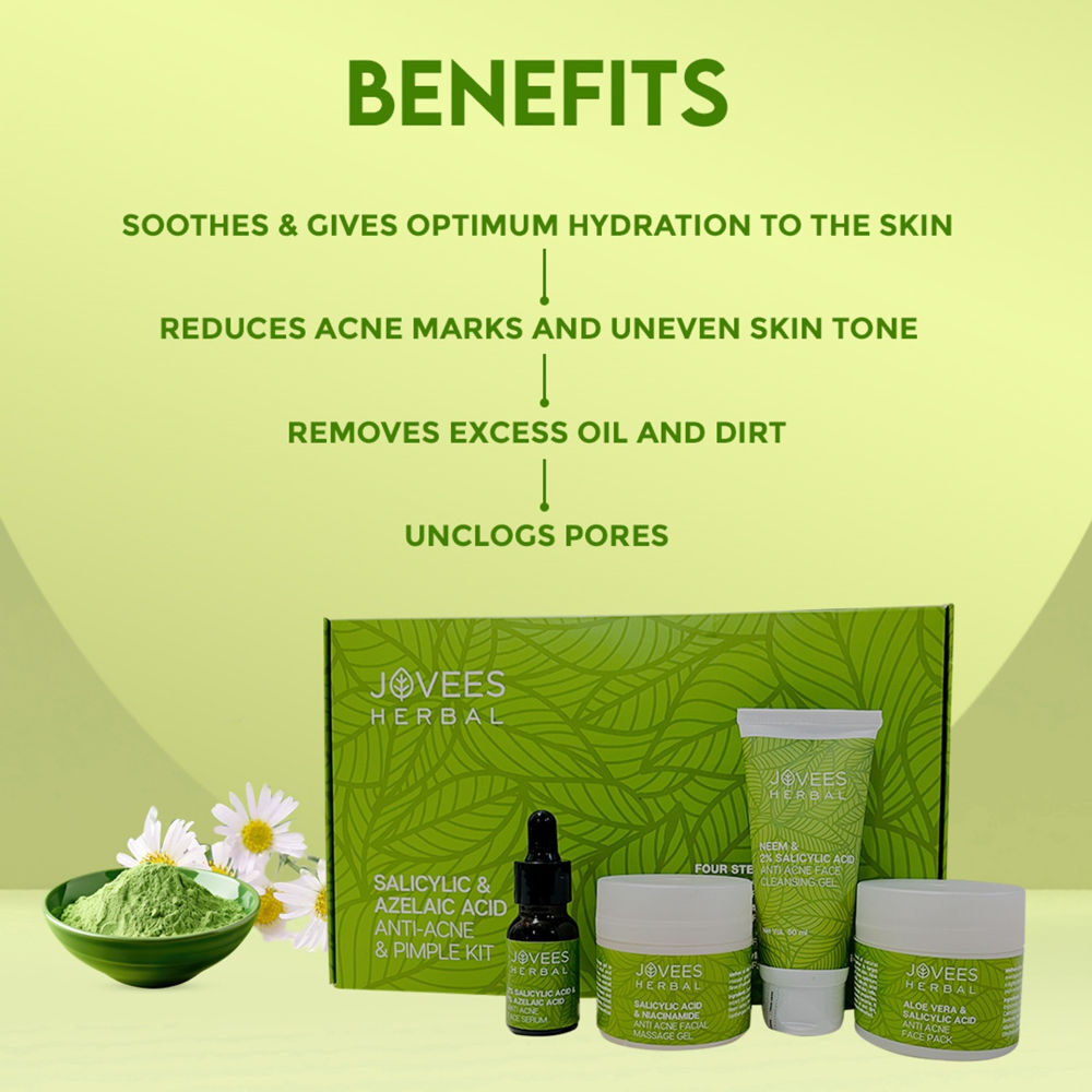 Jovees Herbal Salicylic & Azelaic Acid Anti-Acne & Pimple Facial Kit For Oily & Acne Prone Skin