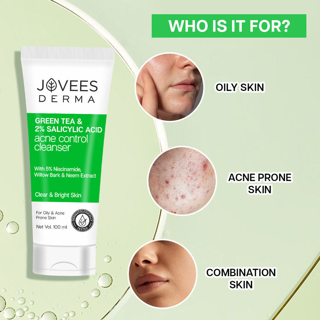 Jovees Derma Green Tea 2% Salicylic Acid Acne Control Cleanser (100ml)