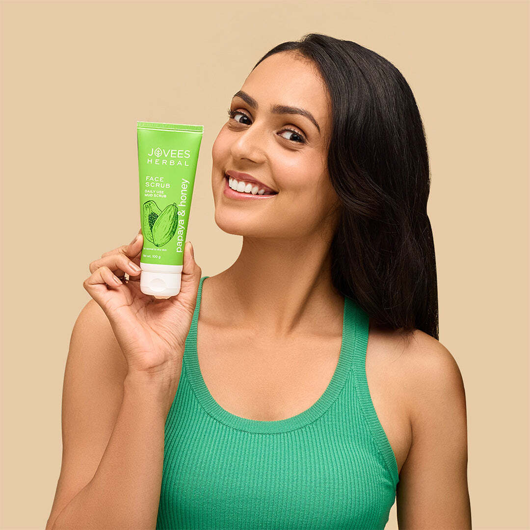 JOVEES HERBAL Papaya & Honey Face Scrub | With Honey & Neem | Normal to Dry Skin 100g