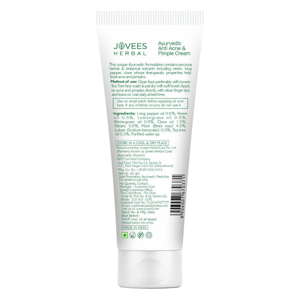 Jovees Herbal Ayurveda Anti Acne & Pimple Cream 60g