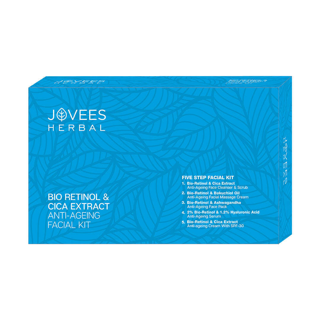 Jovees Herbal Bio Retinol & Cica Extract Anti Ageing Facial Kit For Signs of Ageing, Wrinkles, Fine Lines & Dark Spots