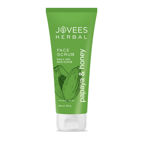 JOVEES HERBAL Papaya & Honey Face Scrub | With Honey & Neem | Normal to Dry Skin 100g