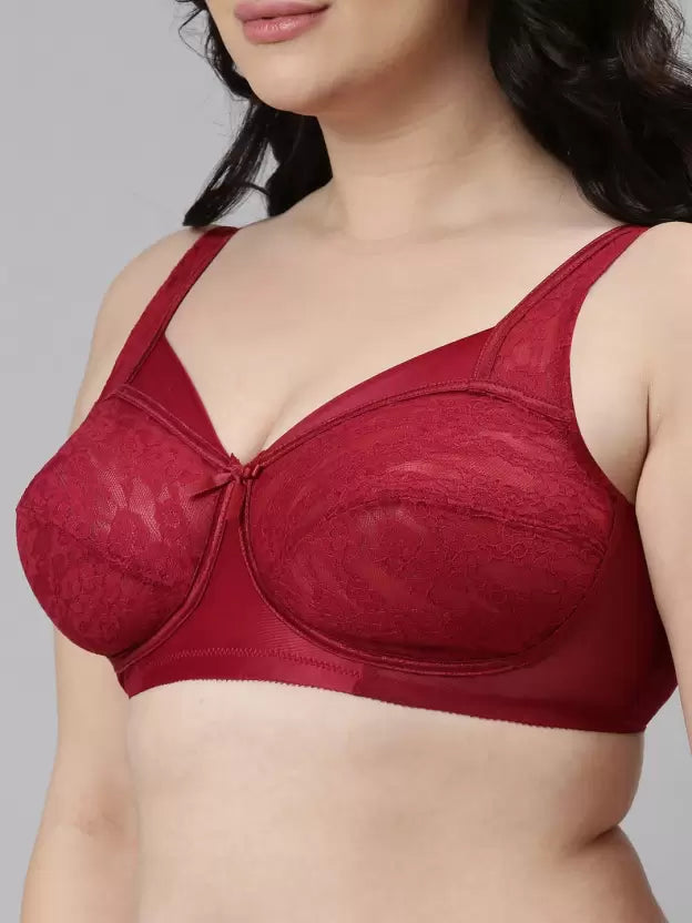 Enamor FB06 Full Support Classic Lace Lift Bra - Non-Padded, Wirefree & Full Coverage