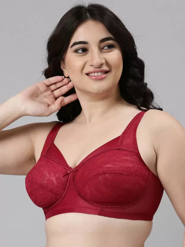 Enamor FB06 Full Support Classic Lace Lift Bra - Non-Padded, Wirefree & Full Coverage