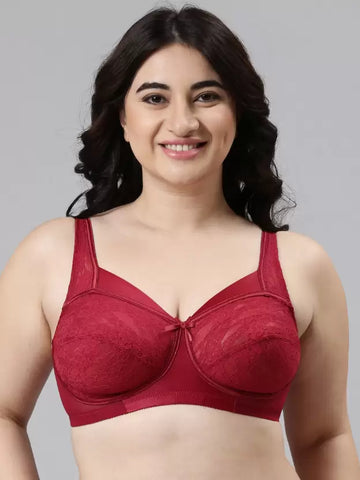 Enamor FB06 Full Support Classic Lace Lift Bra - Non-Padded, Wirefree & Full Coverage