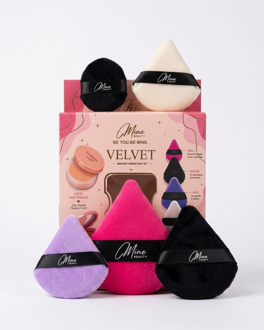 Mine Beauty Velvet Makeup Powder Puff 5 Pcs Set