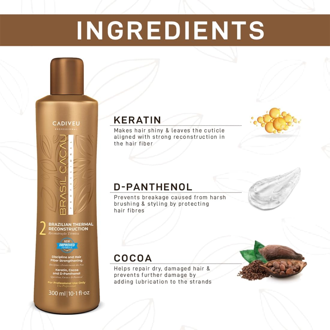 Brasil Cacau Professional 2 Brazilian Thermal Reconstruction- BTR Treatment Keratin Cocoa and D-Panthernal -300ml